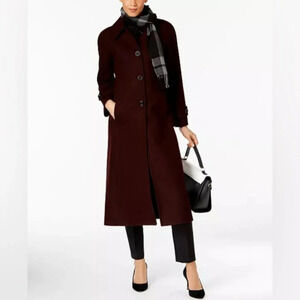 Maxi Wool-Blend Coat with Scarf